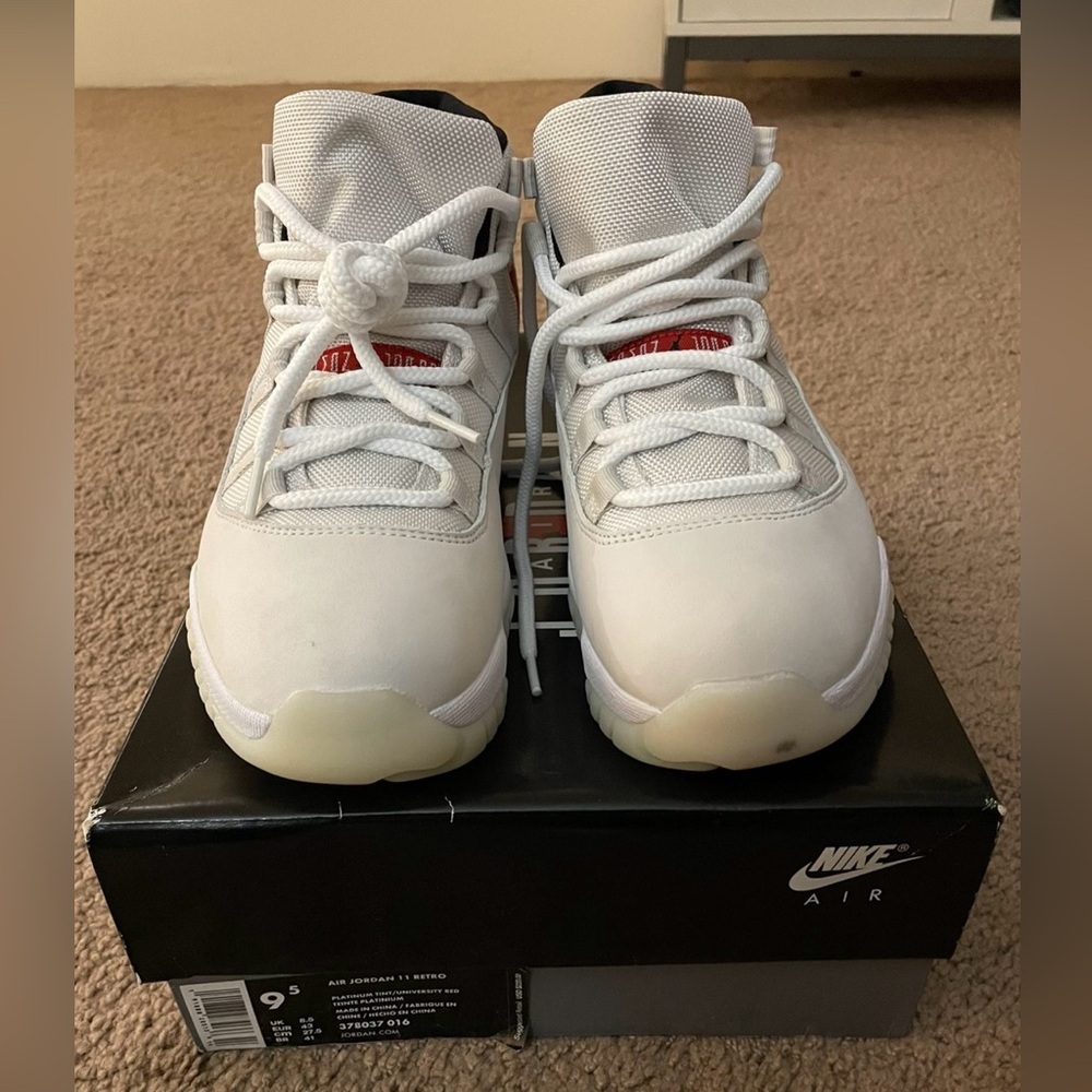 NEW Air Jordan Retro 11 Platinum Tint/ University Red Men’s 9.5